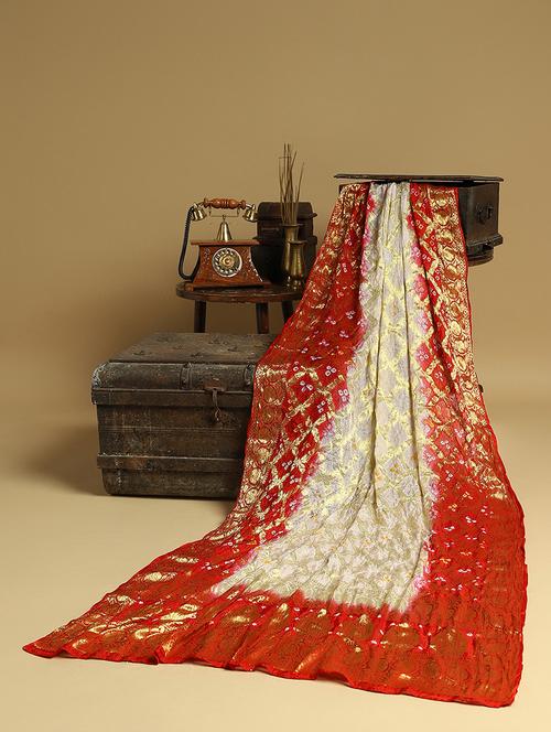 globus women off white bandhani print silk woven design border festive dupatta - 22085248 - Very Small Image - 1