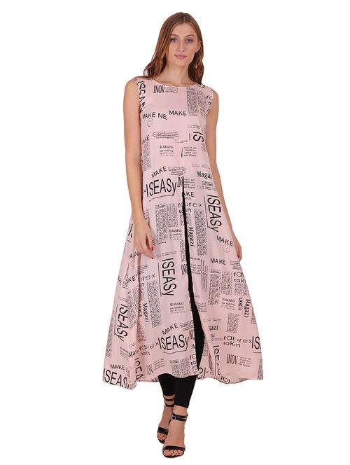 women typographic sleeveless front slit kurta - 22085958 - Very Small Image - 1