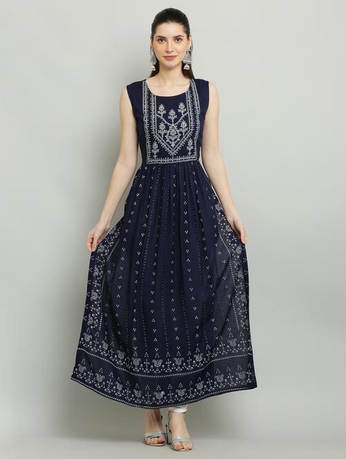 women printed sleeveless a-line kurta - 22085959 - Very Small Image - 1