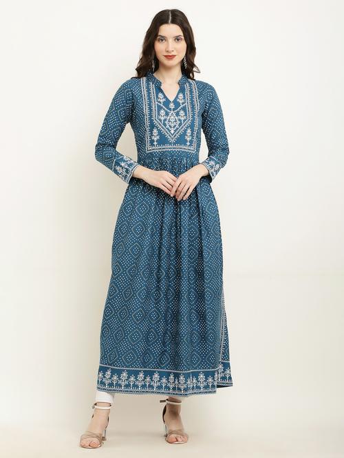 women printed long sleeve a-line kurta - 22085961 - Very Small Image - 1