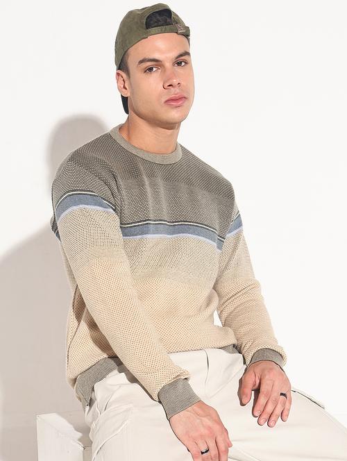 men color block long sleeve regular fit pullover - 22086020 - Very Small Image - 1
