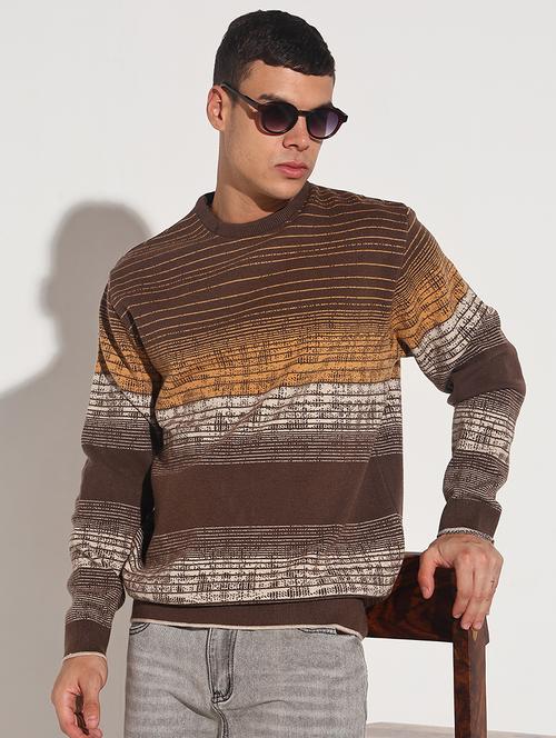 men striped long sleeve regular fit pullover - 22086021 - Very Small Image - 1