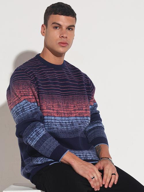 men striped long sleeve regular fit pullover - 22086022 - Very Small Image - 1