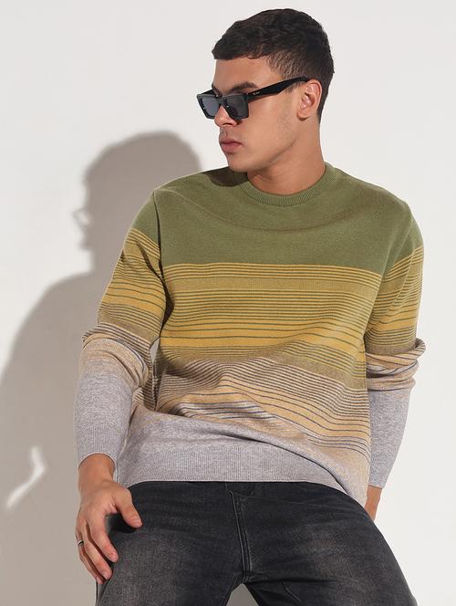 men striped long sleeve regular fit pullover - 22086028 - Very Small Image - 1