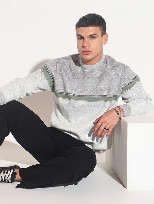 men color block long sleeve regular fit pullover - 22086033 - Very Small Image - 1