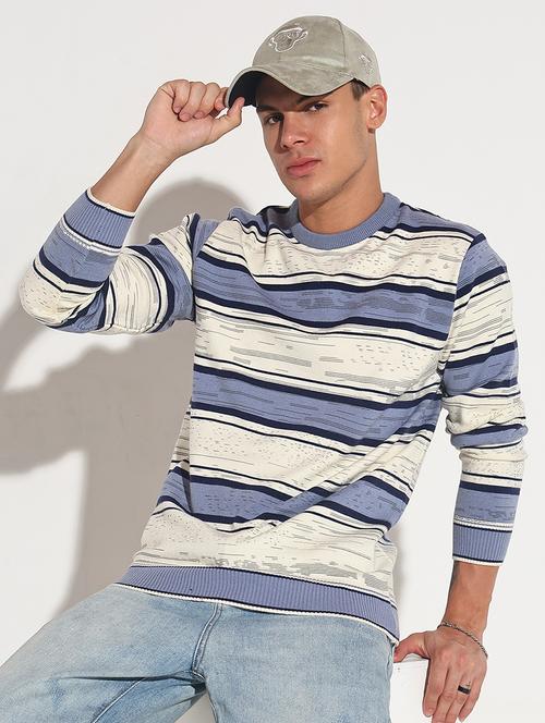 men striped long sleeve regular fit pullover - 22086036 - Very Small Image - 1