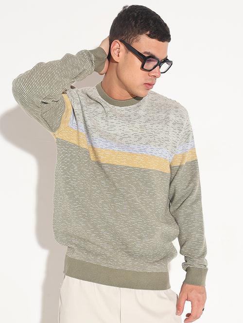 men striped long sleeve regular fit pullover - 22086044 - Very Small Image - 1