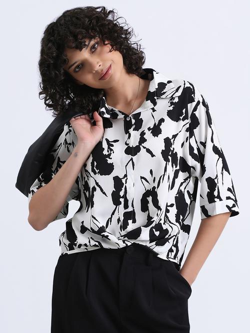 women printed collared high low shirt - 22086244 - Very Small Image - 1