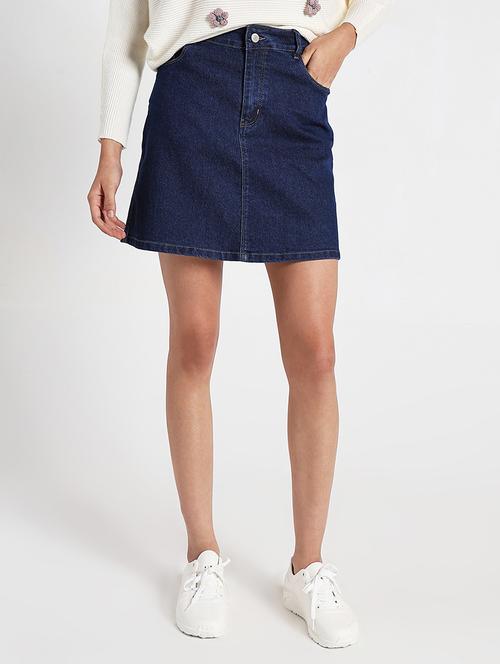 women solid high rise denim skirt - 22086267 - Very Small Image - 1