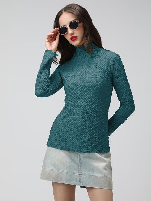women self designed mock neck long sleeve top - 22086404 - Very Small Image - 1