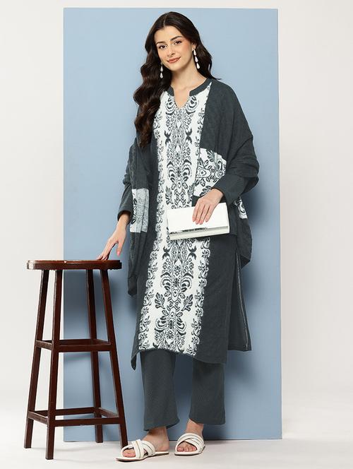 women self design long sleeve kurta pant with dupatta set - 22086506 - Very Small Image - 1