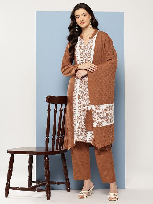 women self design long sleeve kurta pant with dupatta set - 22086509 - Very Small Image - 1