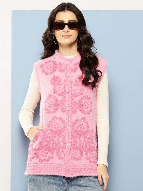 women self designed sleeveless cardigan - 22086525 - Very Small Image - 1