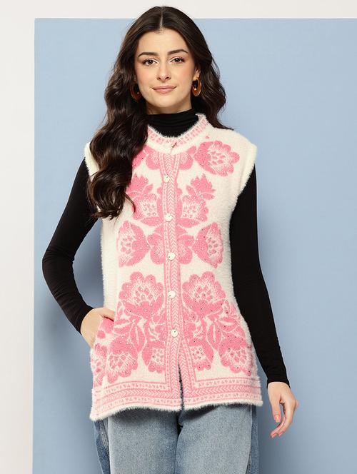 women self designed sleeveless cardigan - 22086526 - Very Small Image - 1