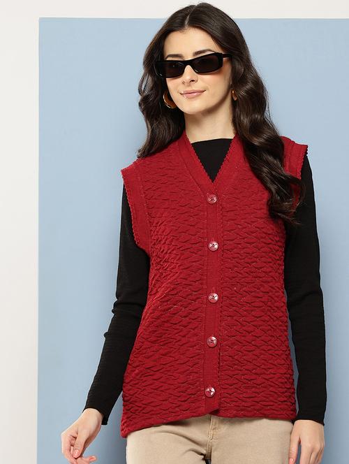 women self designed sleeveless cardigan - 22086537 - Very Small Image - 1