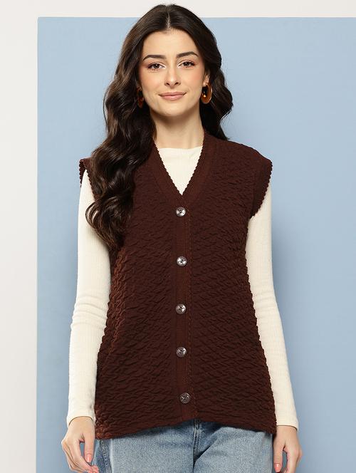 women self designed sleeveless cardigan - 22086540 - Very Small Image - 1