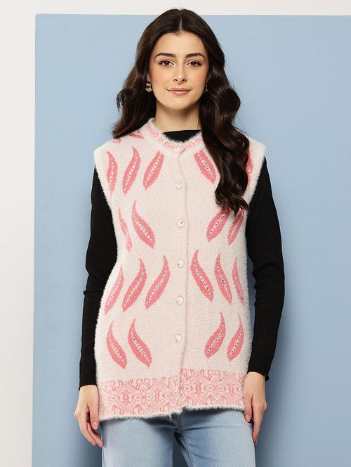 women self designed sleeveless cardigan - 22086544 - Very Small Image - 1