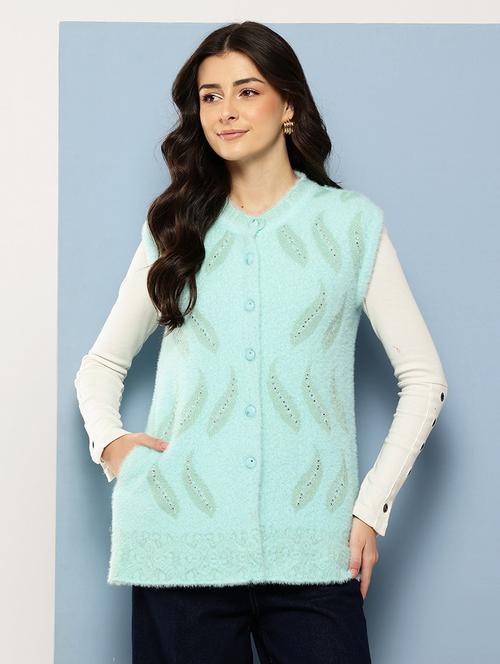 women self designed sleeveless cardigan - 22086545 - Very Small Image - 1