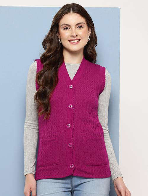 women self designed sleeveless cardigan - 22086553 - Very Small Image - 1