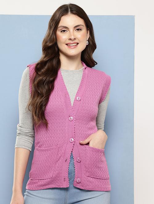 women self designed sleeveless cardigan - 22086554 - Very Small Image - 1