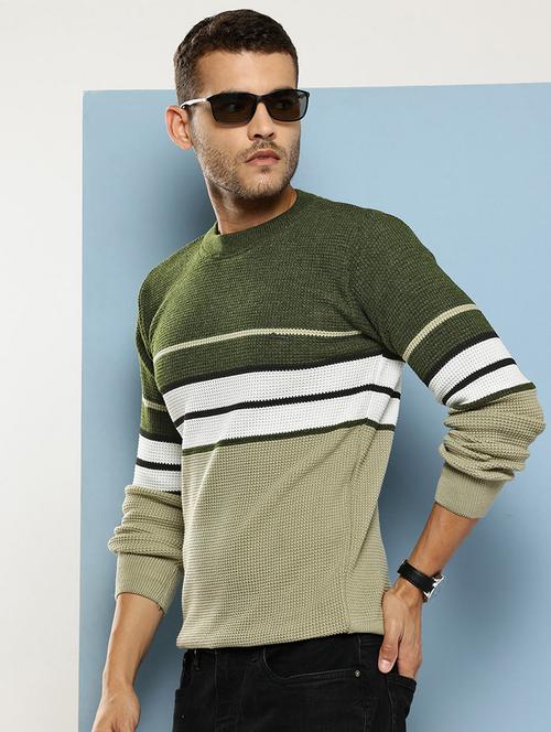 men striped long sleeve regular fit pullover  - 22086576 - Very Small Image - 1