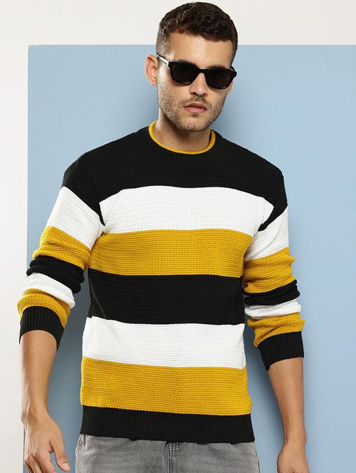 men striped long sleeve regular fit pullover  - 22086606 - Very Small Image - 1