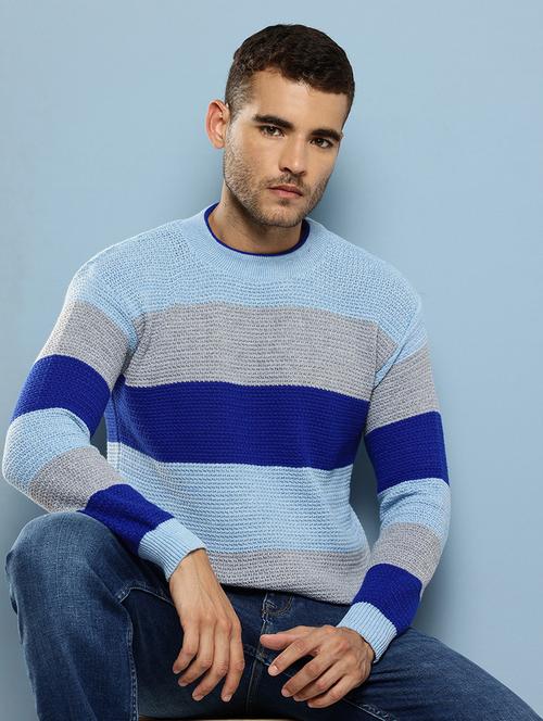 men striped long sleeve regular fit pullover  - 22086608 - Very Small Image - 1