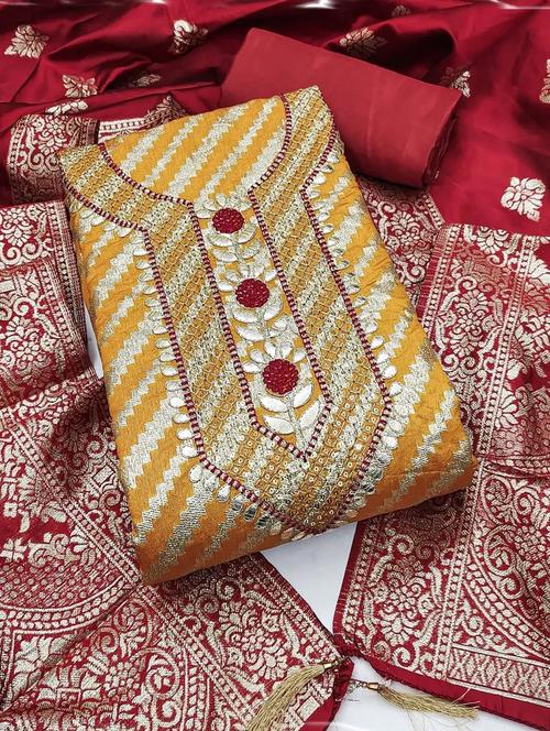 women self design embroidered unstitched suit set - 22086666 - Very Small Image - 1