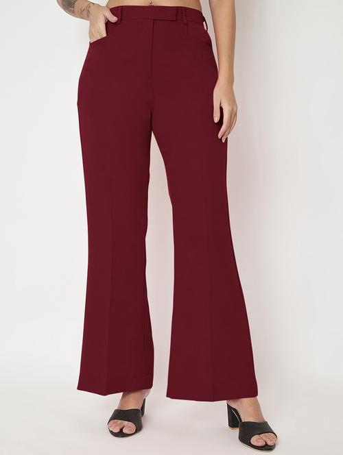 Women Solid High Rise Bootcut Trouser - 22086873 - Very Small Image - 1
