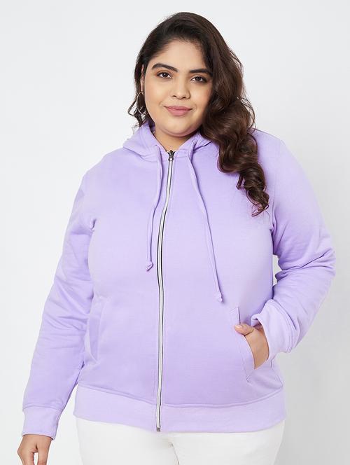 women plus size solid long sleeve hooded sweatshirt - 22086882 - Very Small Image - 1