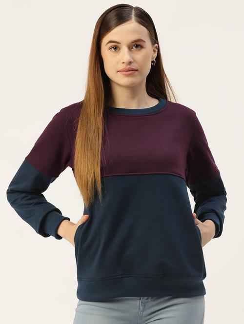 women color blocked long sleeve sweatshirt - 22086896 - Very Small Image - 1