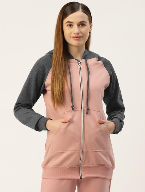 women color blocked long sleeve hooded sweatshirt - 22086920 - Very Small Image - 1
