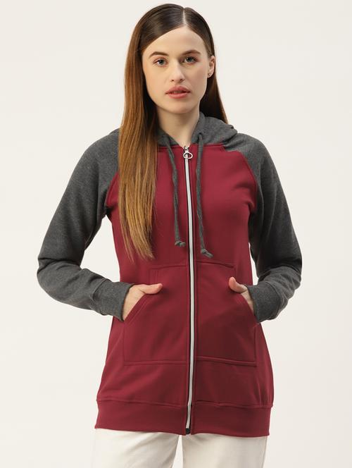 women color blocked long sleeve hooded sweatshirt - 22086921 - Very Small Image - 1