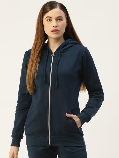 women solid long sleeve hooded sweatshirt - 22086940 - Very Small Image - 1