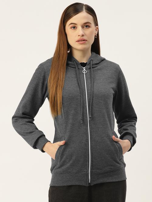 women solid long sleeve hooded sweatshirt - 22086949 - Very Small Image - 1