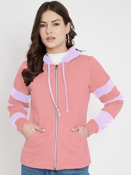 women color blocked long sleeve hooded sweatshirt - 22086965 - Very Small Image - 1