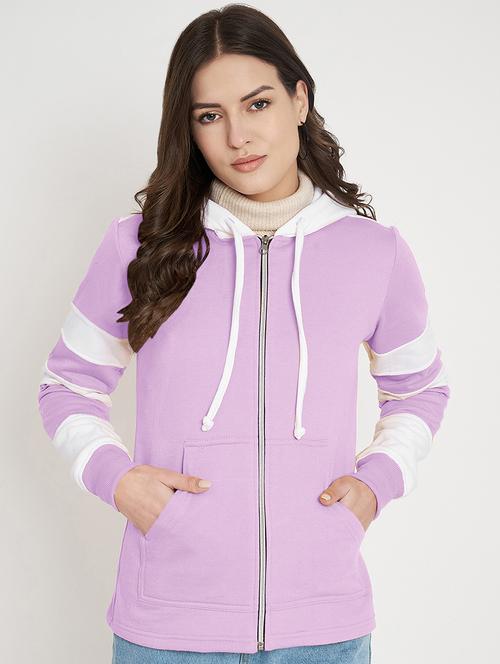 women color blocked long sleeve hooded sweatshirt - 22086969 - Very Small Image - 1