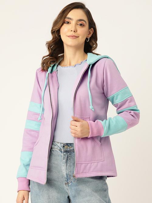 women color blocked long sleeve hooded sweatshirt - 22086970 - Very Small Image - 1