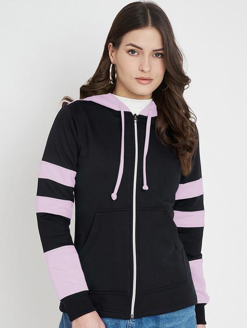 women color blocked long sleeve hooded sweatshirt - 22086976 - Very Small Image - 1