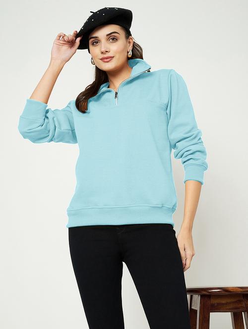 women solid long sleeve stand collar sweatshirt - 22086977 - Very Small Image - 1