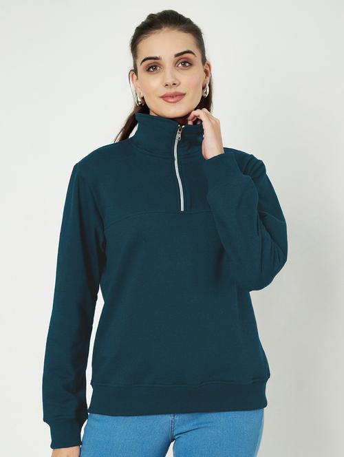 women solid long sleeve stand collar sweatshirt - 22086978 - Very Small Image - 1