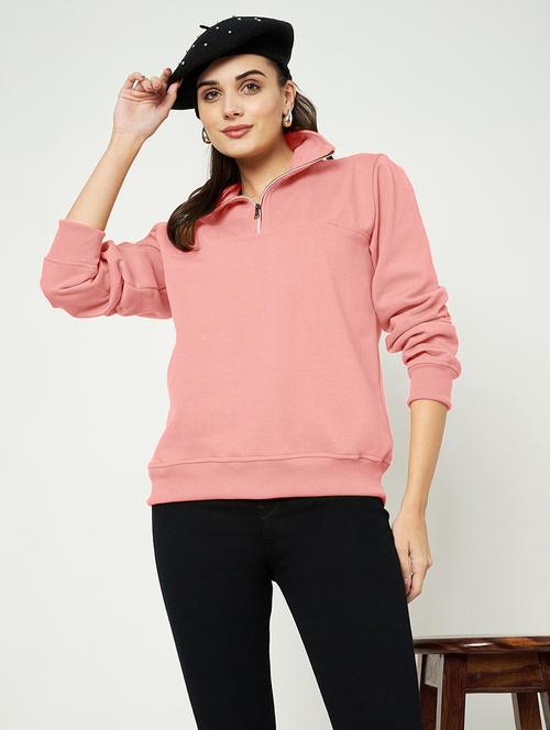 women solid long sleeve stand collar sweatshirt - 22086979 - Very Small Image - 1