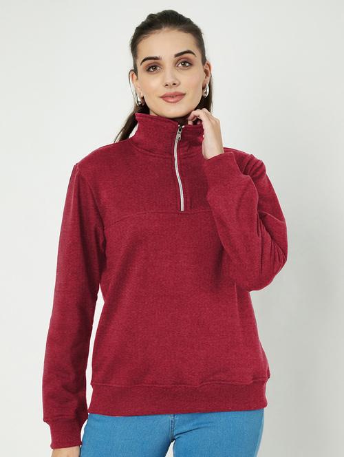 women solid long sleeve stand collar sweatshirt - 22086981 - Very Small Image - 1