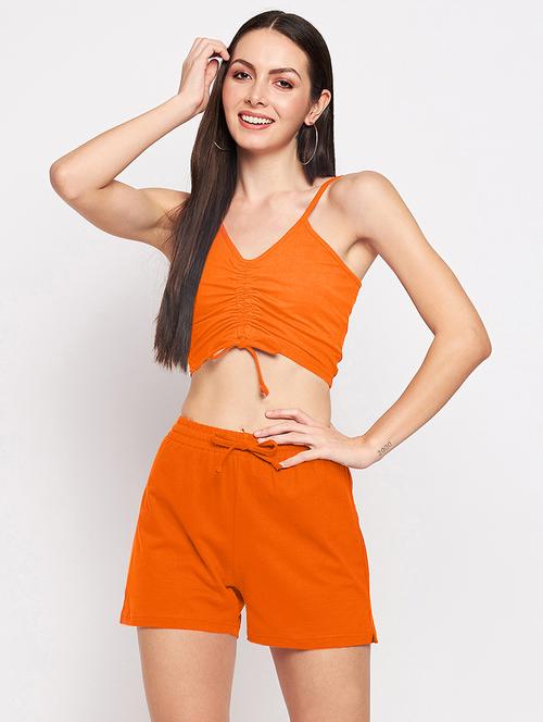 women solid sleeveless top & shorts co-ord set - 22086991 - Very Small Image - 1
