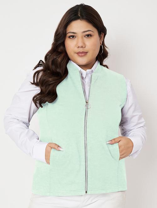women plus size solid sleeveless jacket - 22087044 - Very Small Image - 1