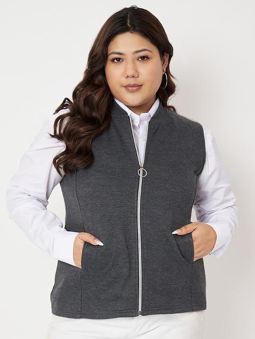 women plus size solid sleeveless jacket - 22087047 - Very Small Image - 1