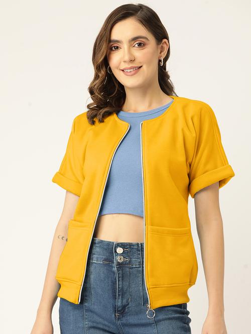 women solid short sleeve jacket - 22087070 - Very Small Image - 1