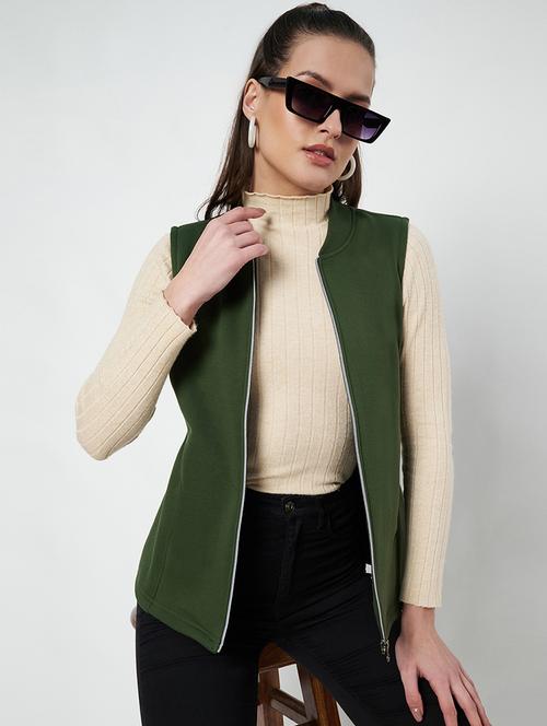 women solid sleeveless jacket - 22087078 - Very Small Image - 1