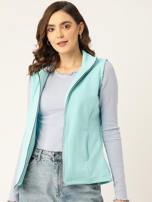 women solid sleeveless jacket - 22087087 - Very Small Image - 1