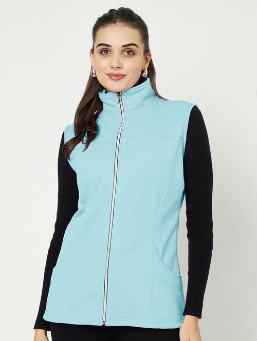 women solid sleeveless jacket - 22087102 - Very Small Image - 1